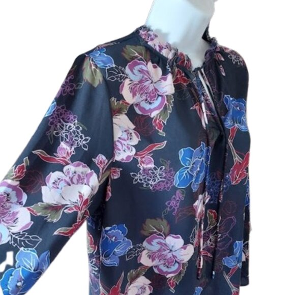 Long Sleeve Floral Blouse Blousy Top Size Medium - Picture 2 of 3